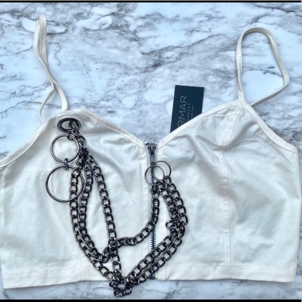 Carmar Chain Link Zipper Cropped Bralette Top 12